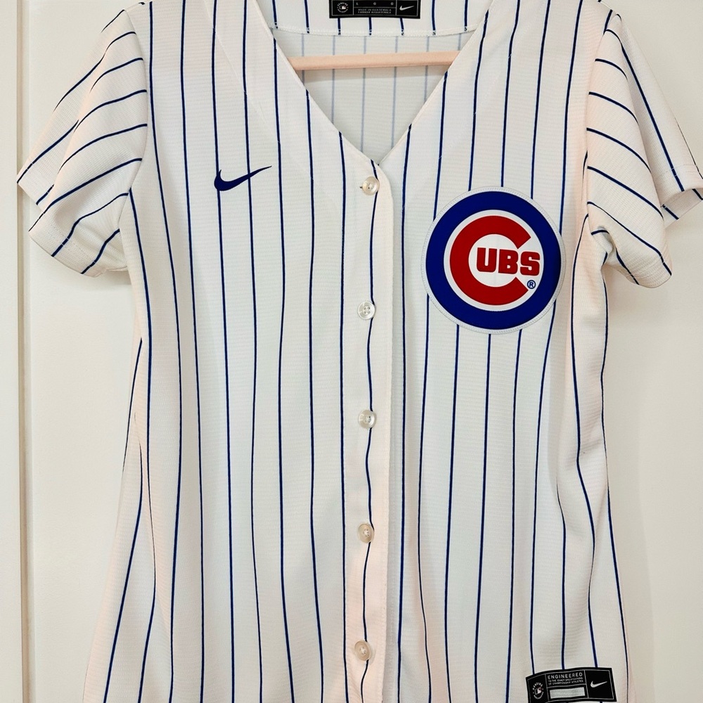 Nike Women's Cubs White and Blue Striped Jersey